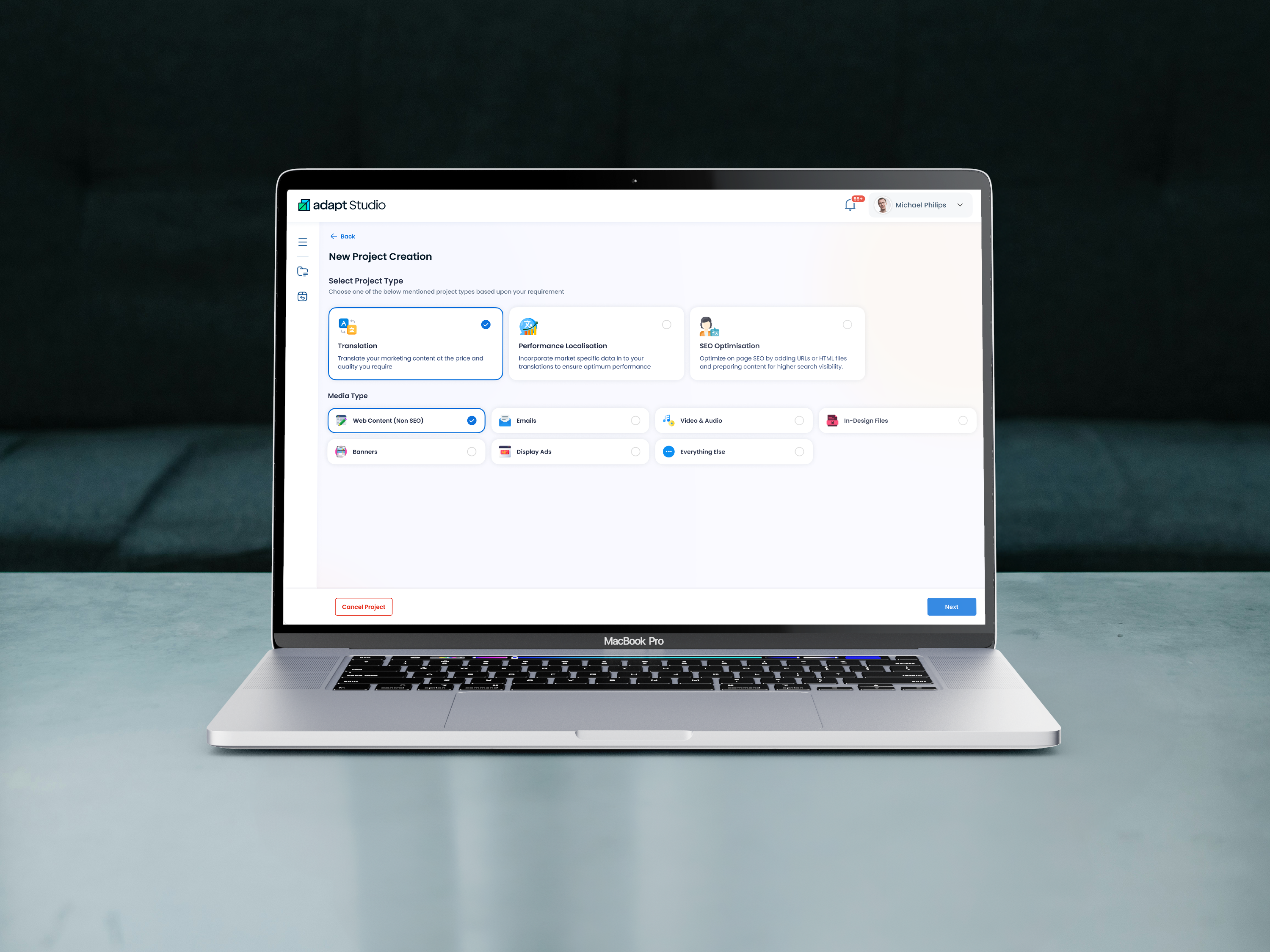Adapt Studio product shown on a laptop screen